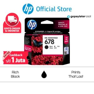 Tinta Printer HP Original 678 Hitam Black Cartridge Combo 2 Pack Warna - Black