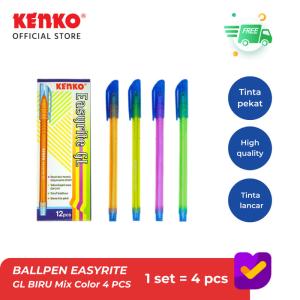 KENKO BALLPEN / PULPEN / PEN EASYRITE GL Biru Mix Color 4 PCS