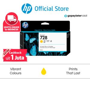 Tinta Printer HP Original 728B Matte Black / 728 Yellow Magenta Cyan - 728 130-ml Ylw