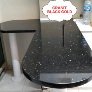 top table granit black gold/ meja kitchen set