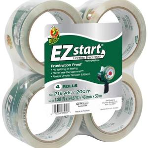 Duck Brand Ez Start Packing Tape Refill 4 Rolls 1.88 Inch X 54.6 Yard