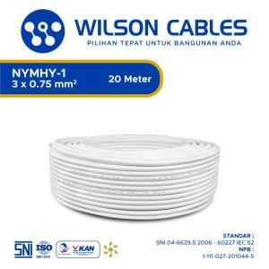 Wilson Cables - NYMHY-1 3x0.75 mm² 20 Meter - Kabel Tembaga Serabut - Putih