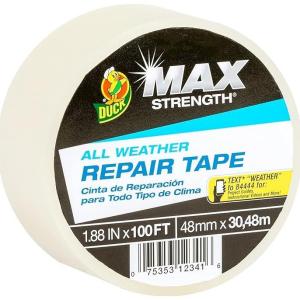 Duck Brand All Weather Indoortdoor Repair Tape Clear 1.88Inch X 100Feet Single Roll 281230