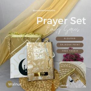 Prayer Set Custom Nama Seserahan Emily | Rosalie Alquran + Sajadah - Walnut, NON TERJEMAH