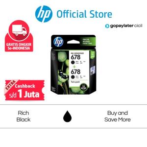 Tinta Printer HP Original 678 Combo 2 Pack Hitam Black Cartridge Twin