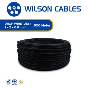 Drop Wire U-ES 1x2x0.6 mm2 500 Meter Hitam - Wilson Cables - Roll 500 Meter