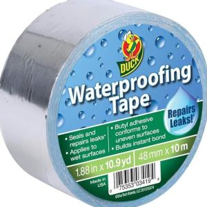 Duck Brand Waterproofing Tape Silver 1.88 Inches X 10.9 Yards 1 Roll 280355