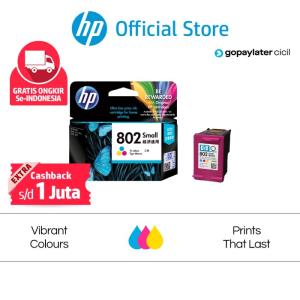 Tinta Printer HP Original 802 Small Hitam Black Cartridge Combo Warna - Color small