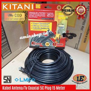 Kabel antena kitani coaxial 5C panjang 15 meter kabel antena tv digital super jernih